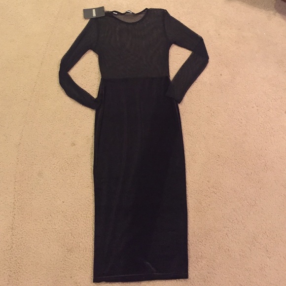 Velvet/fishnet midi - Picture 3 of 4